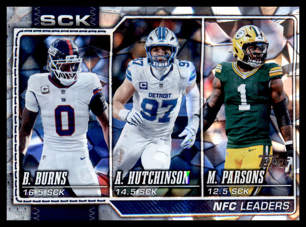 2026 Topps Flagship Diamante Foil #287 NFC Sack Leaders Hutchinson/Burns/Parsons