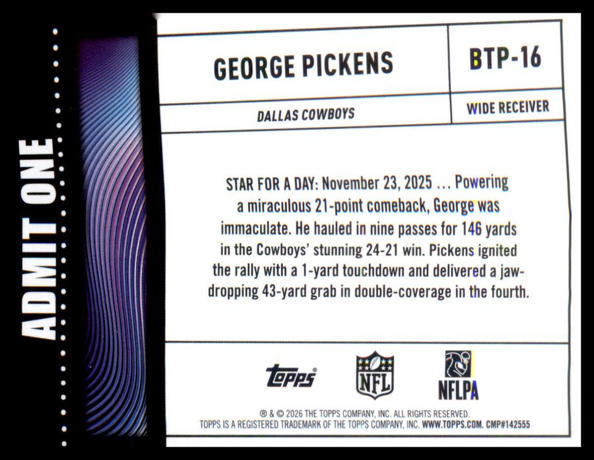 2026 Topps Flagship Big Ticket Players #BTP-16 George Pickens