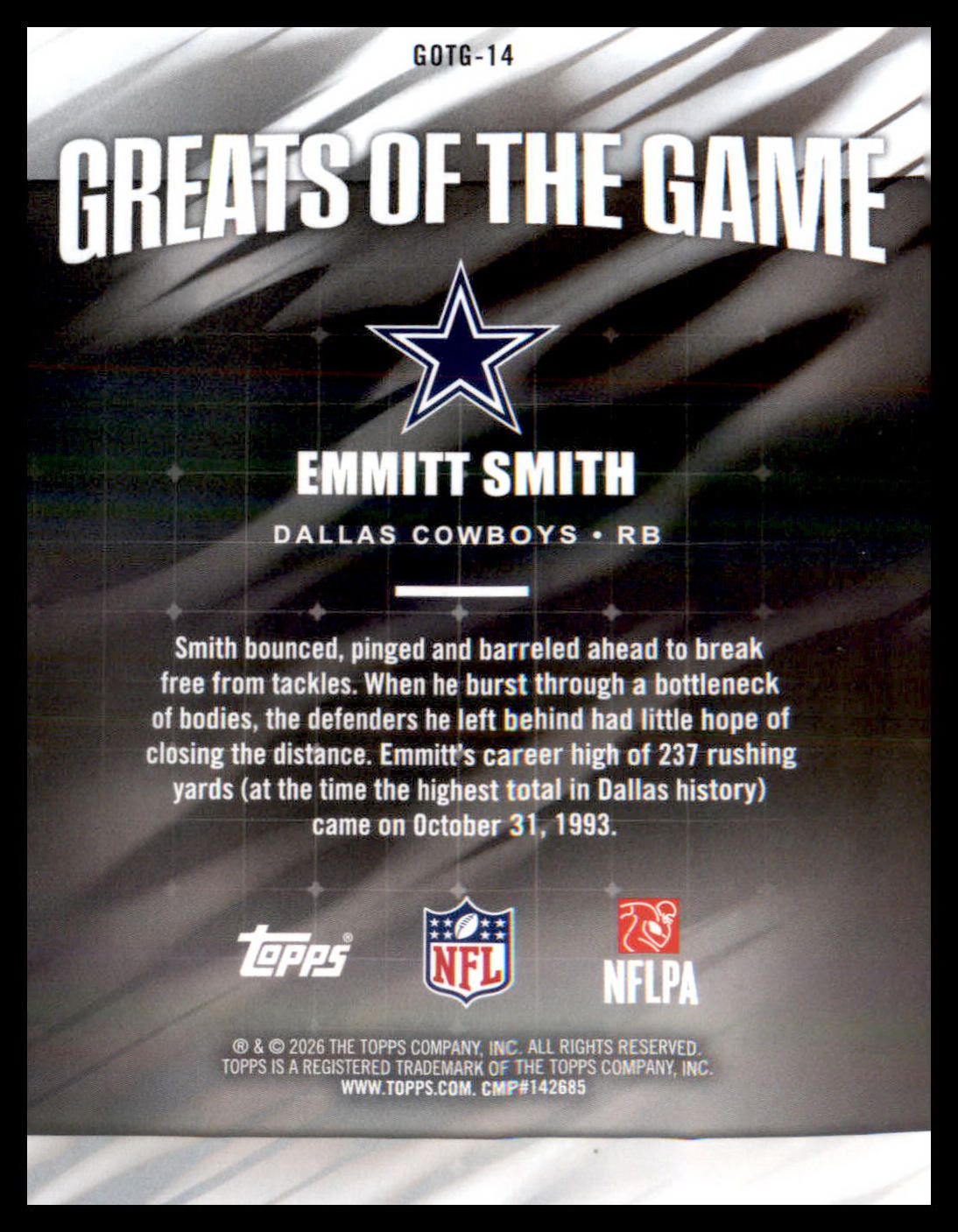 2026 Topps Flagship Greats Of The Game #GOTG-14 Emmitt Smith
