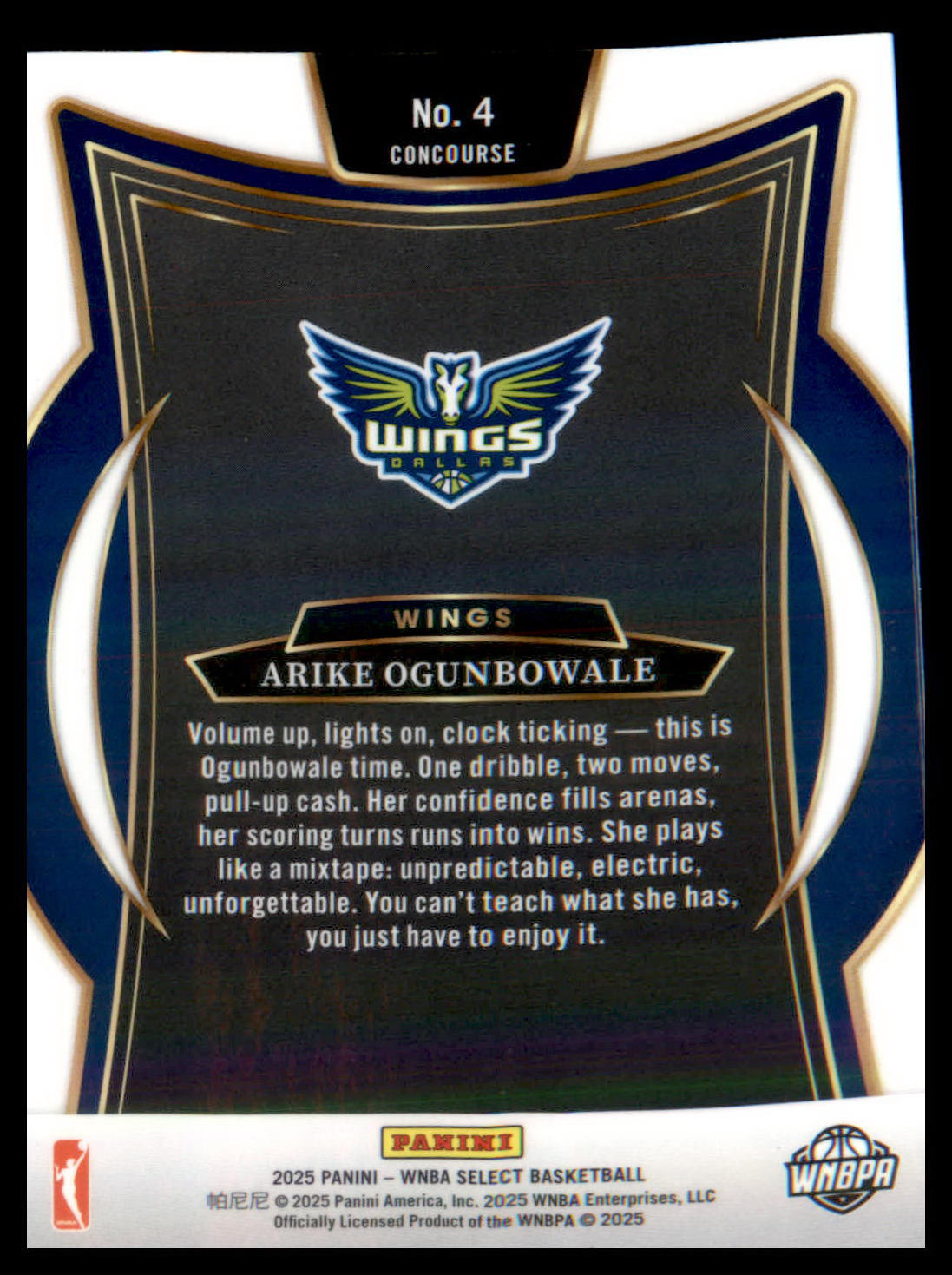 2025 Panini Select WNBA #4 Arike Ogunbowale