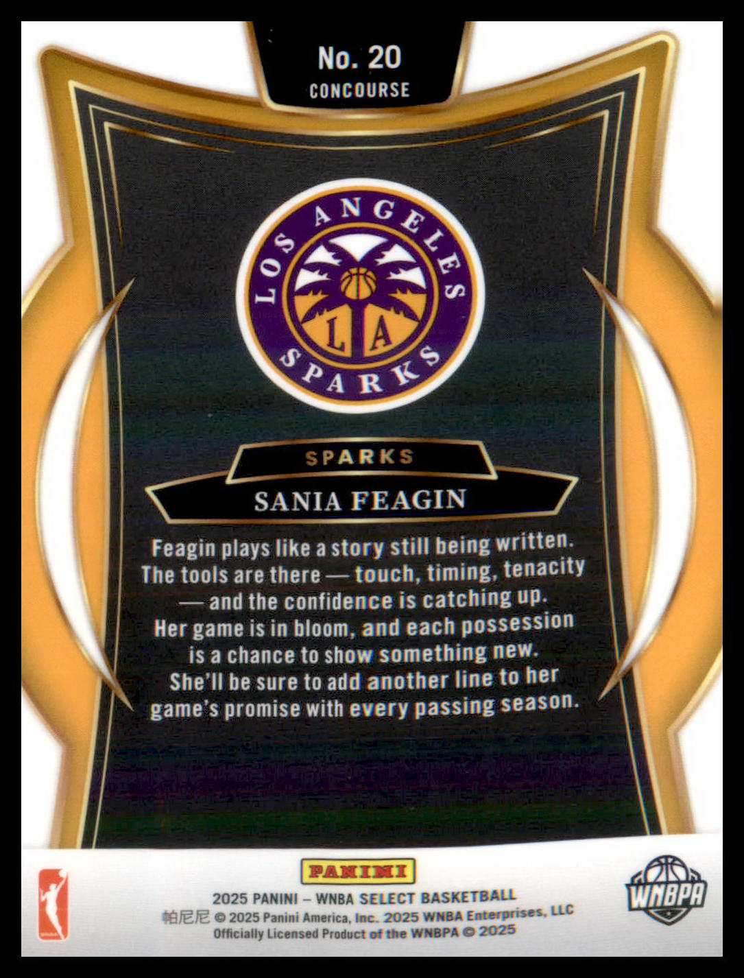 2025 Panini Select WNBA #20 Sania Feagin RC RC