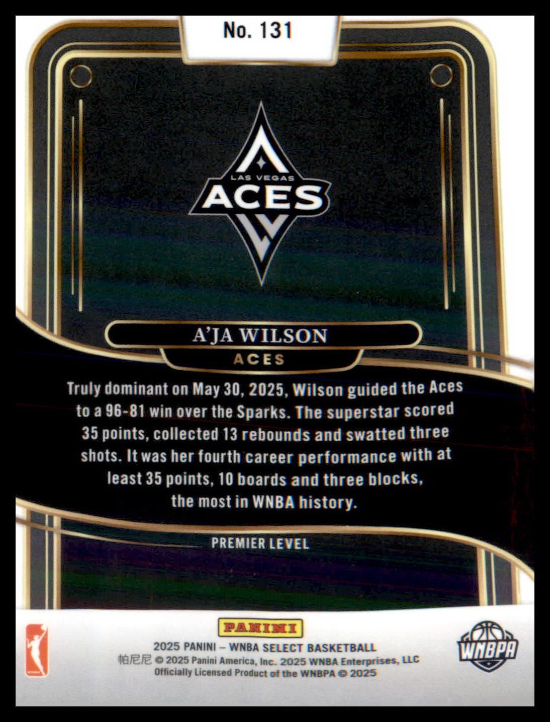 2025 Panini Select WNBA #131 A'ja Wilson