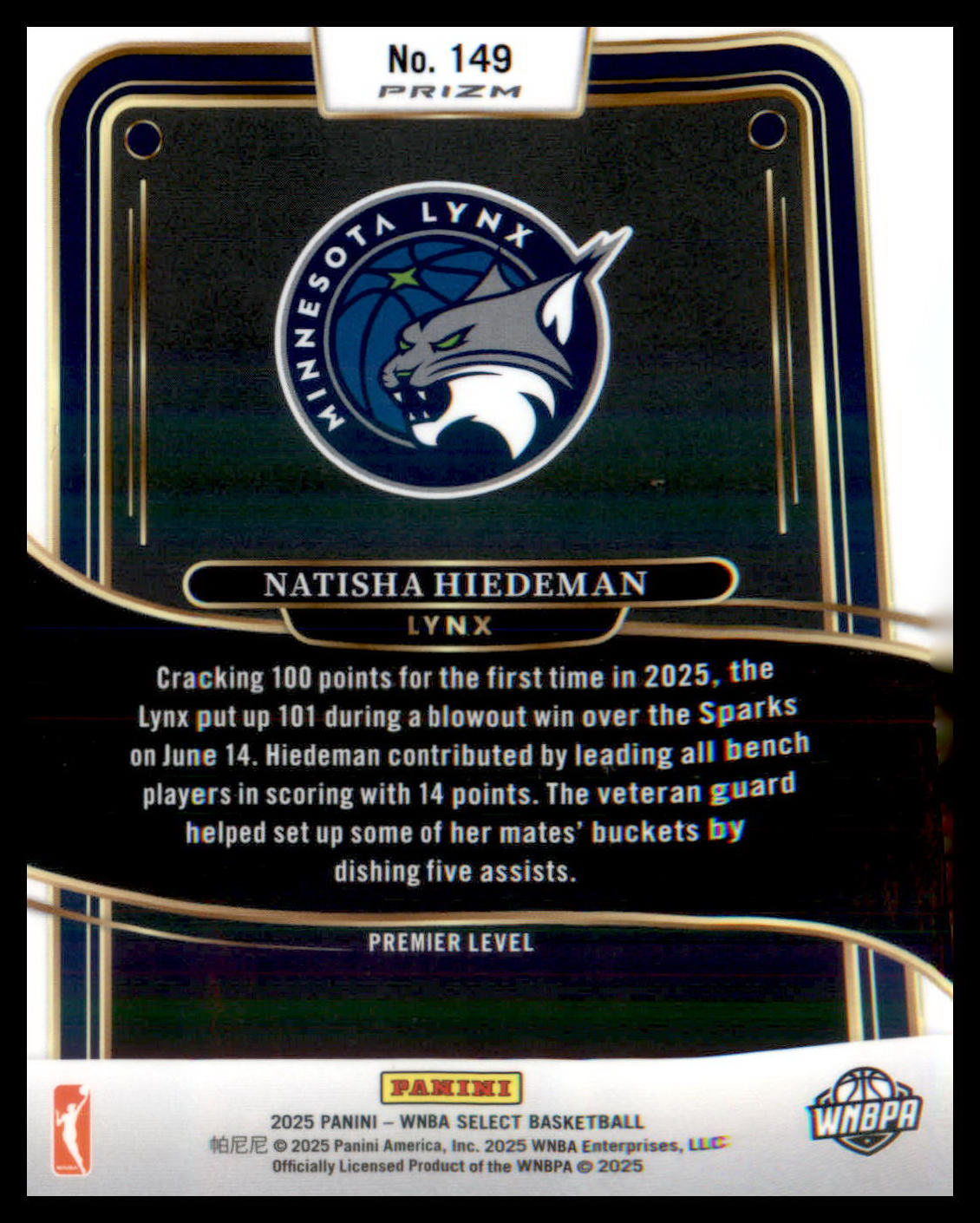 2025 Panini Select WNBA Pink Flash Prizms #149 Natisha Hiedeman