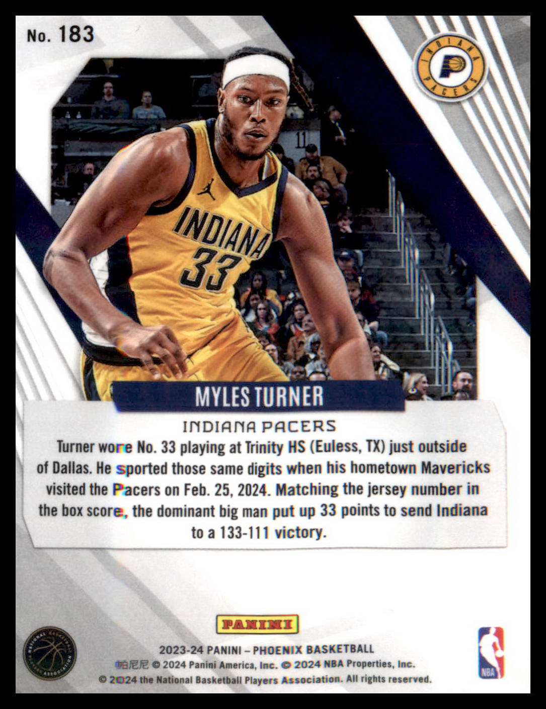 2023-24 Panini Phoenix #183 Myles Turner