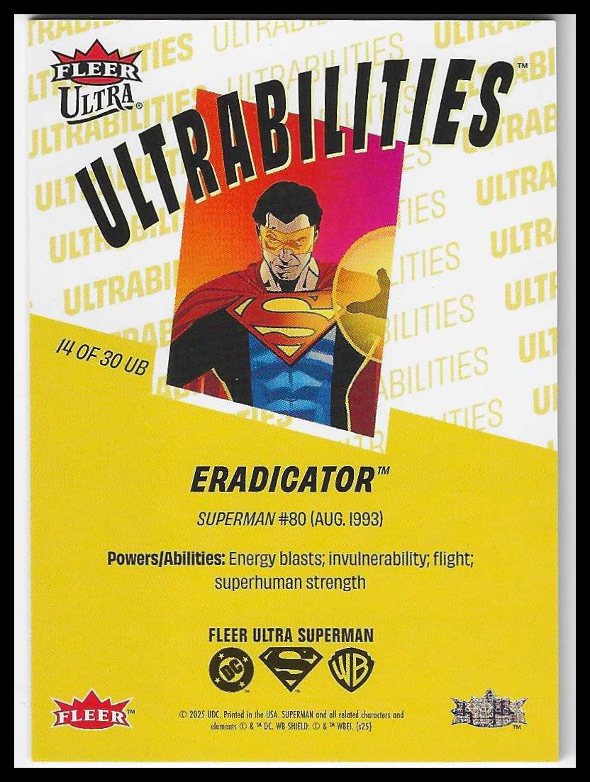 2026 Fleer Ultra Superman Ultrabilities #14 OF 30 UB Eradicator