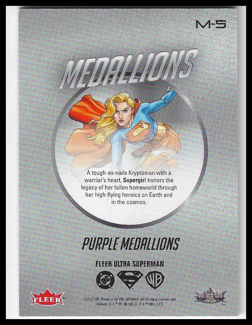 2026 Fleer Ultra Superman Medallions Purple #M-5 Supergirl