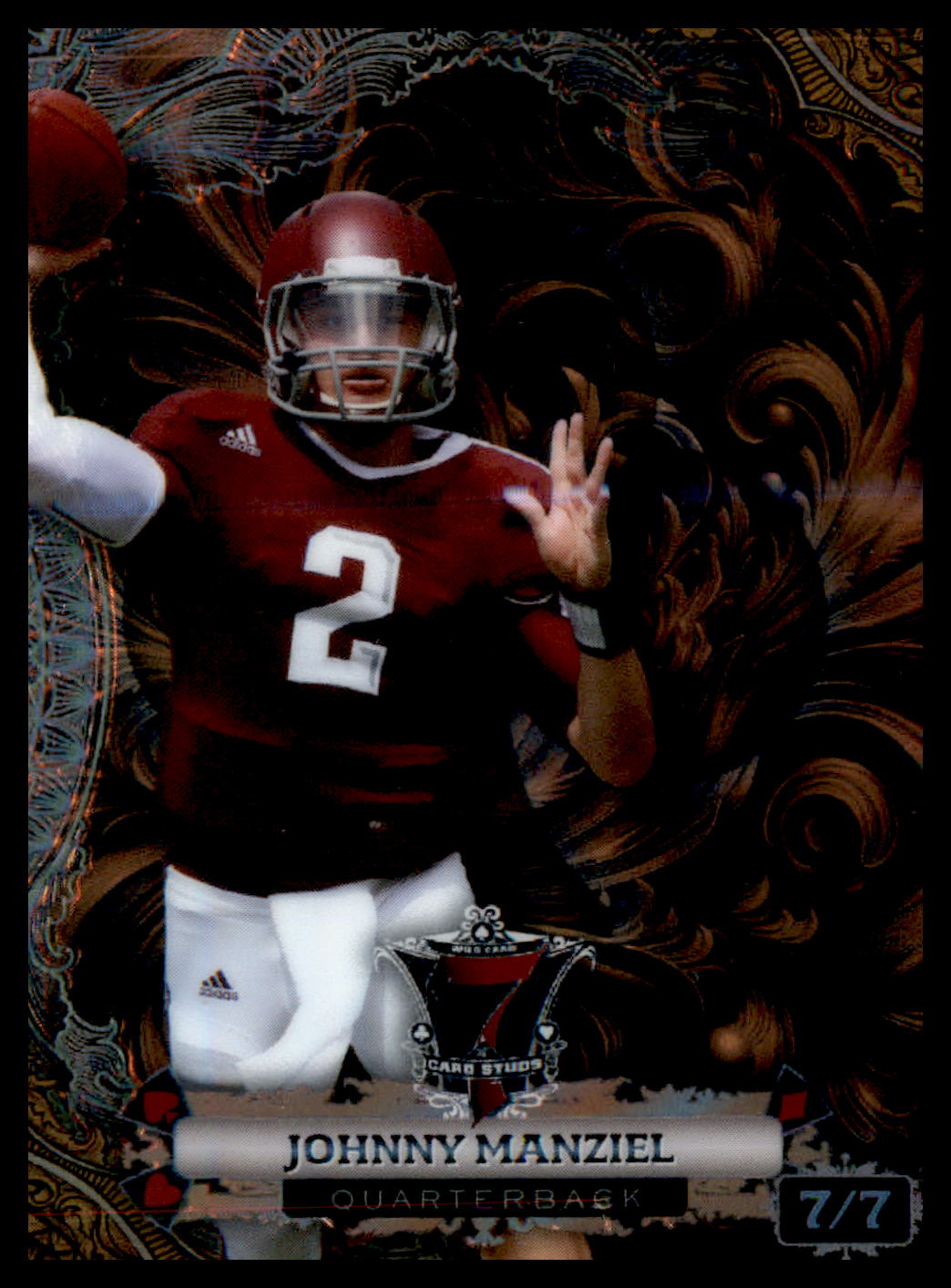 2024 WC 7 Card Studs ClubsFireScrolls Rainbow Copper #P7CSCJM Johnny Manziel #/7