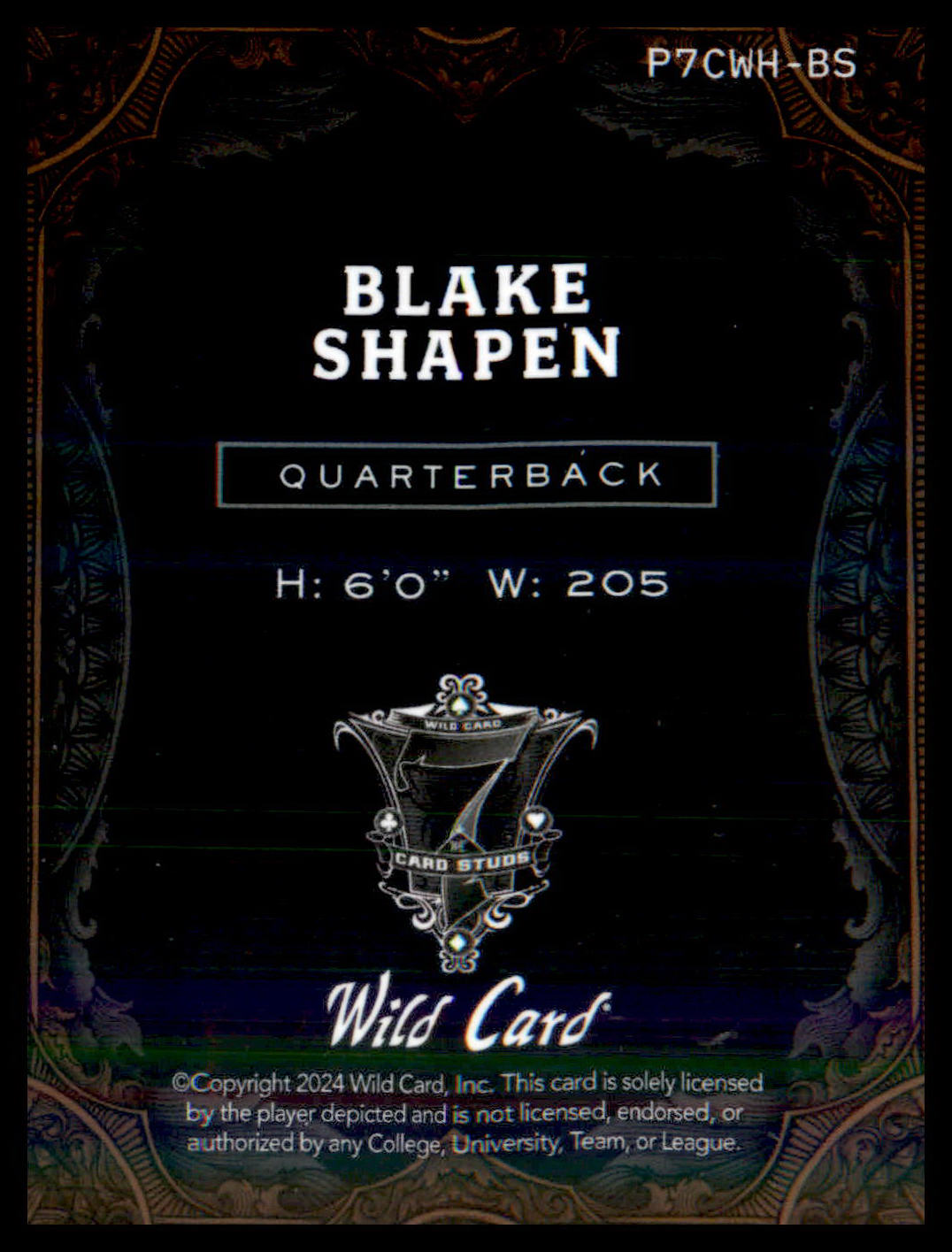 2024 WC 7 Card Studs AutoHeartWaveSurfer Rainbow Red #P7CWHBS Blake Shapen #/4
