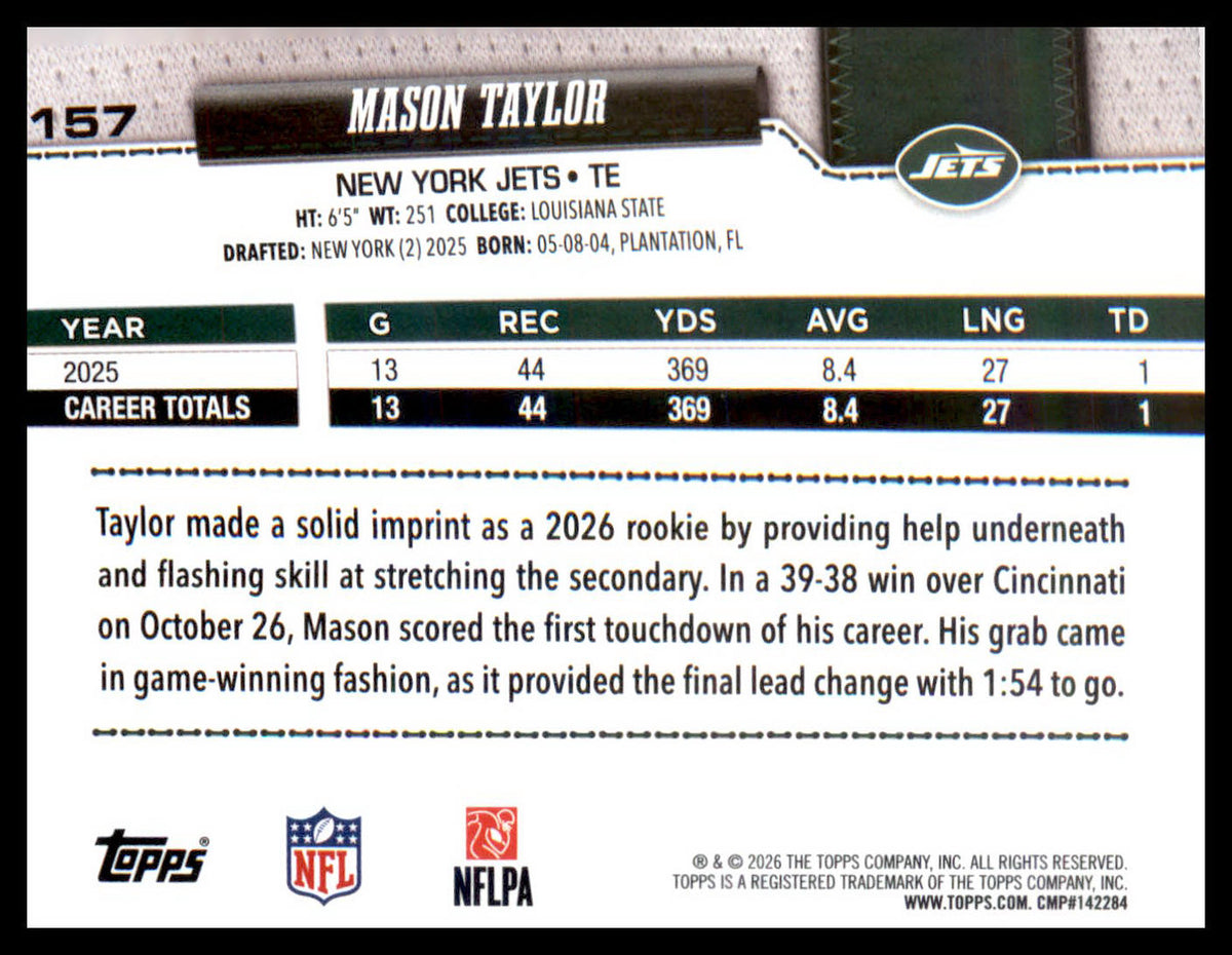 2026 Topps Flagship Diamante #157 Mason Taylor