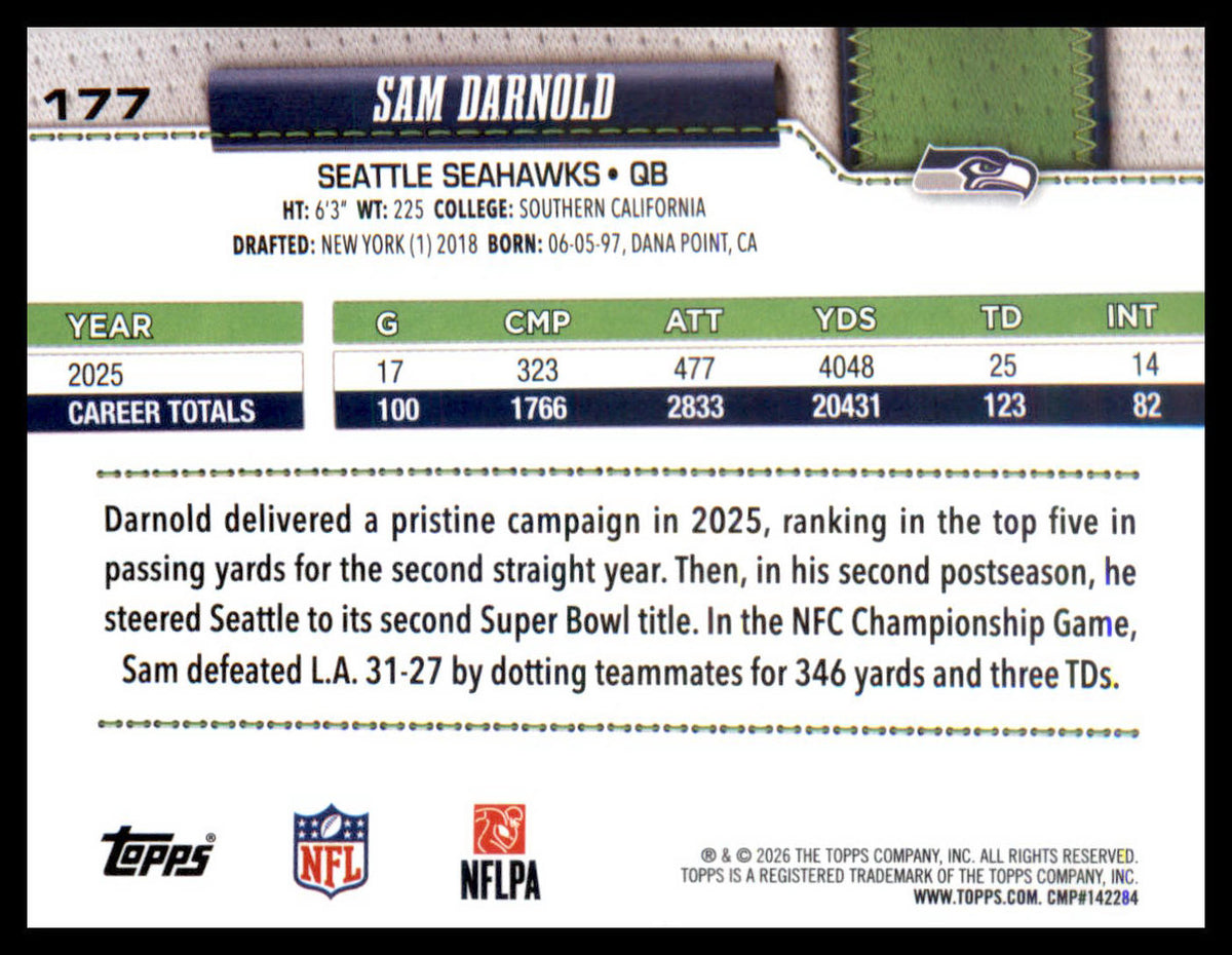 2026 Topps Flagship Football Holo Foil #177 Sam Darnold