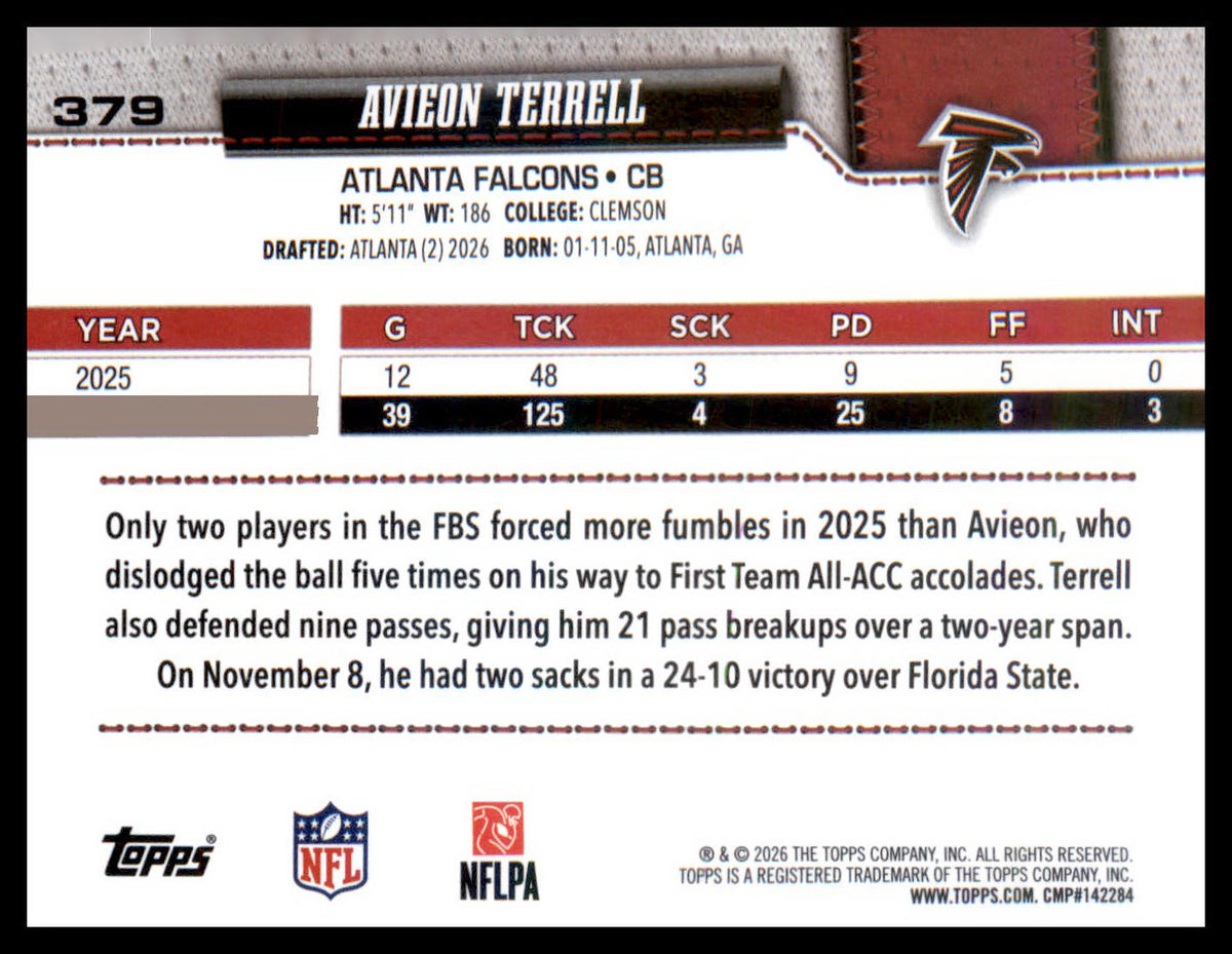 2026 Topps Flagship #379 Avieon Terrell RC RC