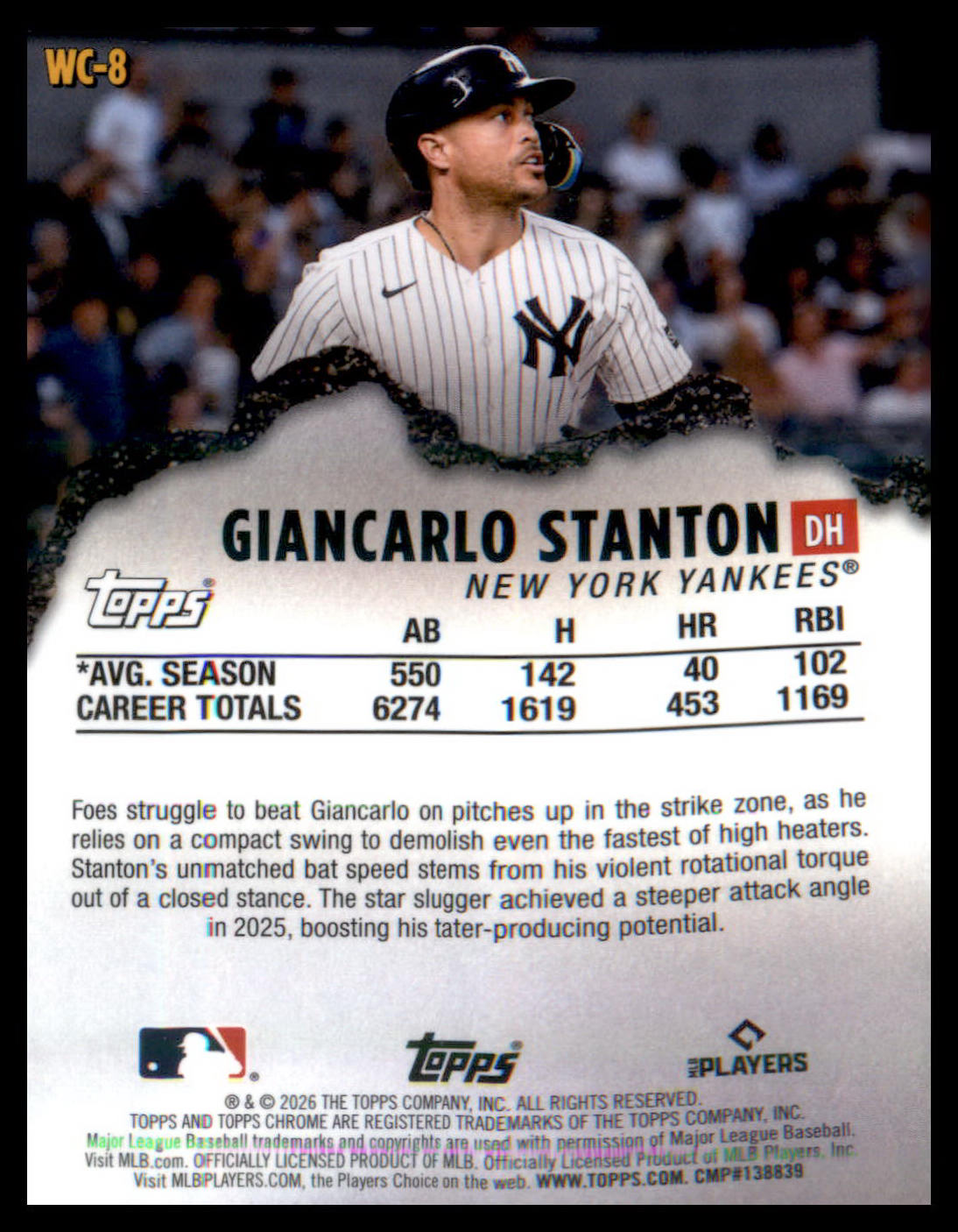 2026 Topps Chrome Wrecking Crew #WC-8 Giancarlo Stanton