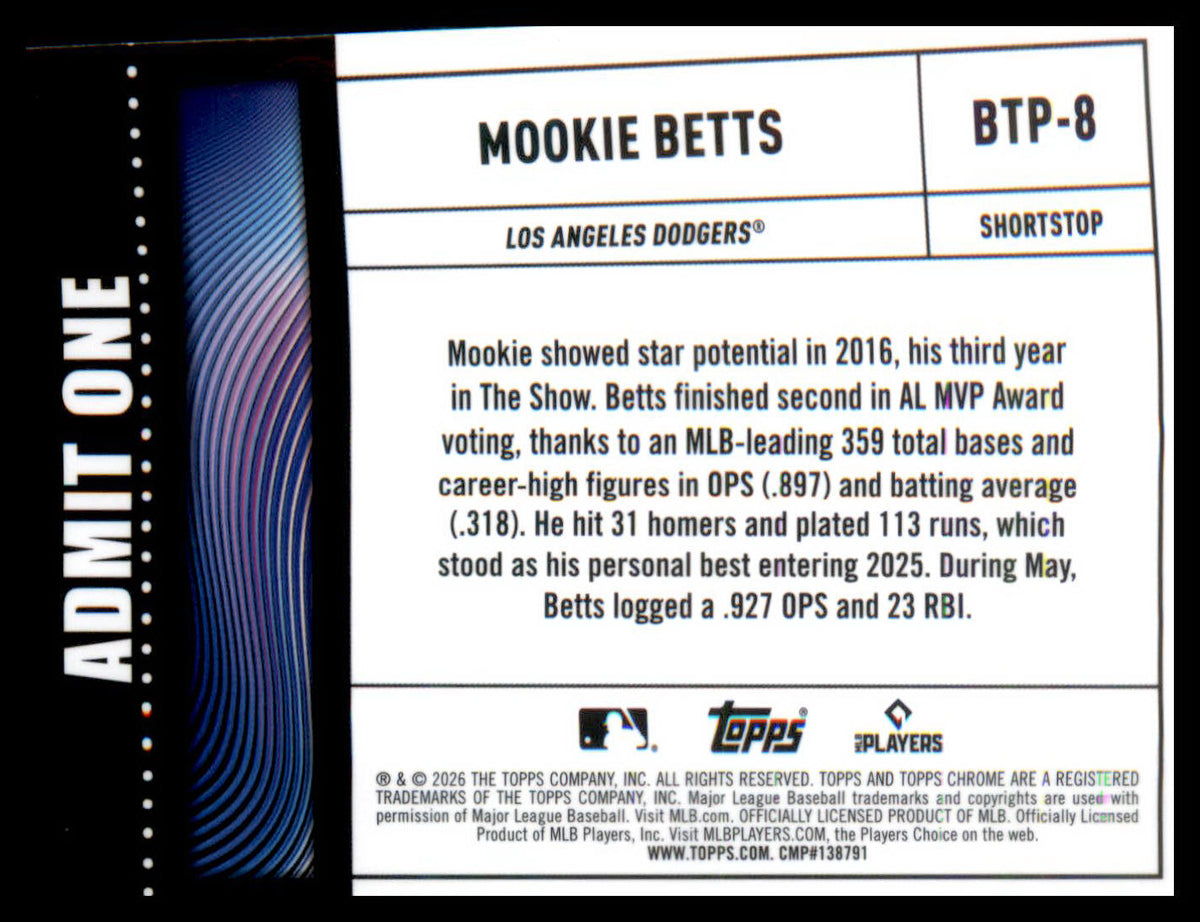 2026 Topps Chrome Big Ticket Players #BTP-8 Mookie Betts