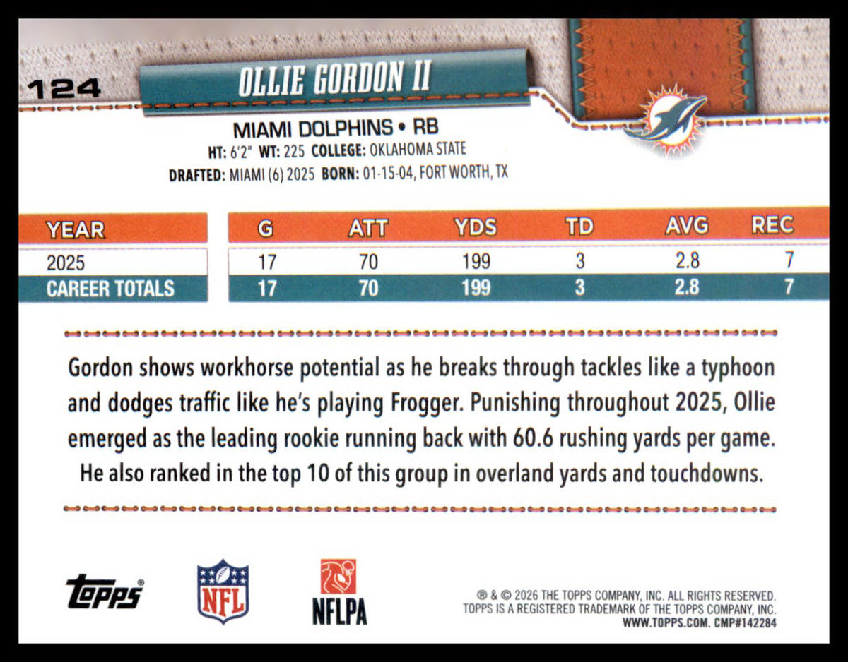 2026 Topps Flagship Holo Foil #124 Ollie Gordon II