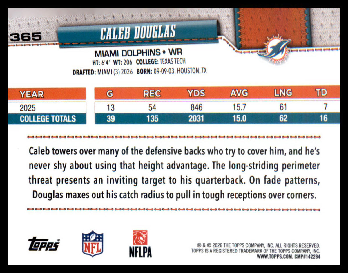 2026 Topps Flagship Rainbow Foil #365 Caleb Douglas