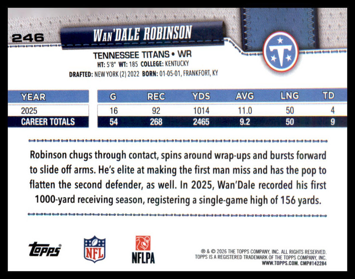 2026 Topps Flagship Rainbow Foil #246 Wan'Dale Robinson