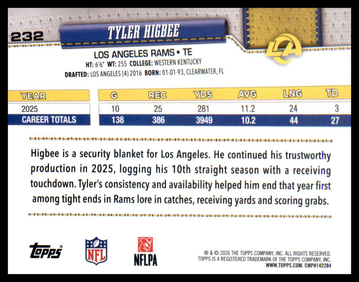 2026 Topps Flagship Rainbow Foil #232 Tyler Higbee