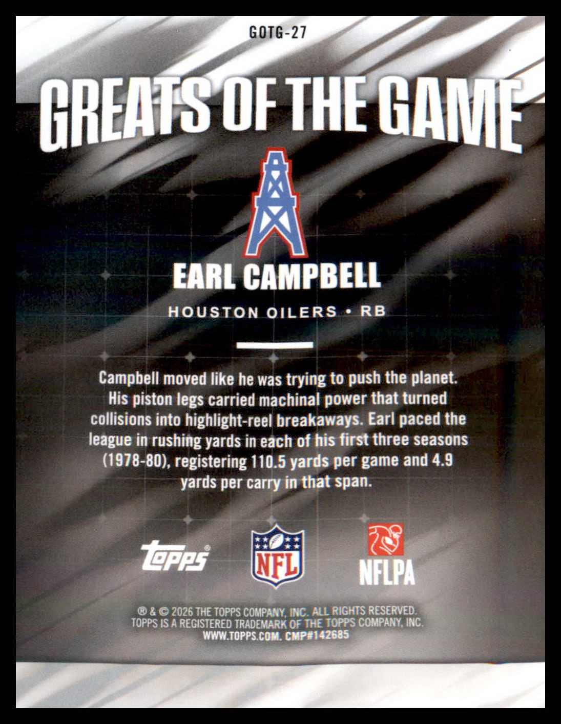 2026 Topps Flagship Greats Of The Game #GOTG-27 Earl Campbell