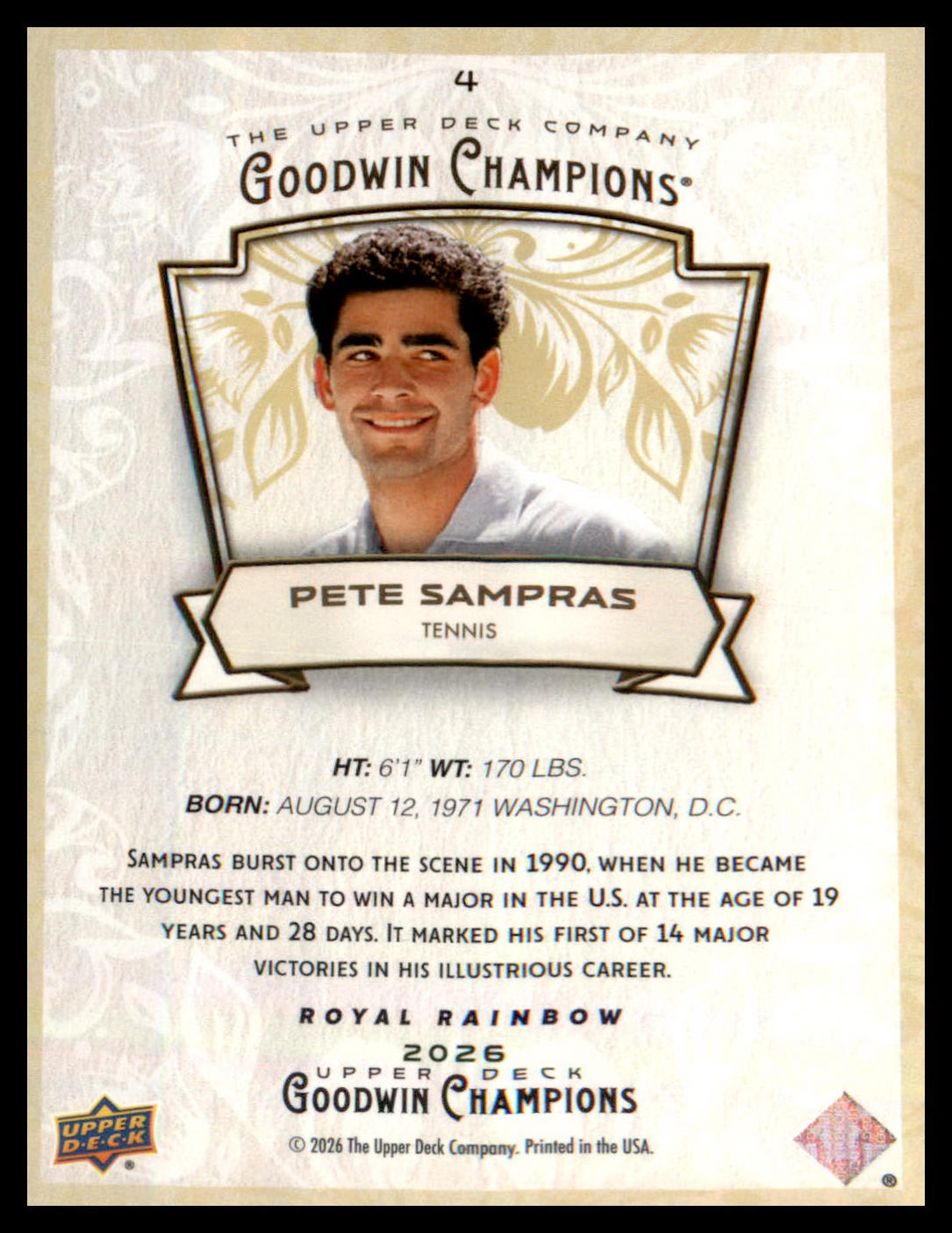 2026 Upper Deck Goodwin Champions Royal Blue Rainbow Foil #4 Pete Sampras
