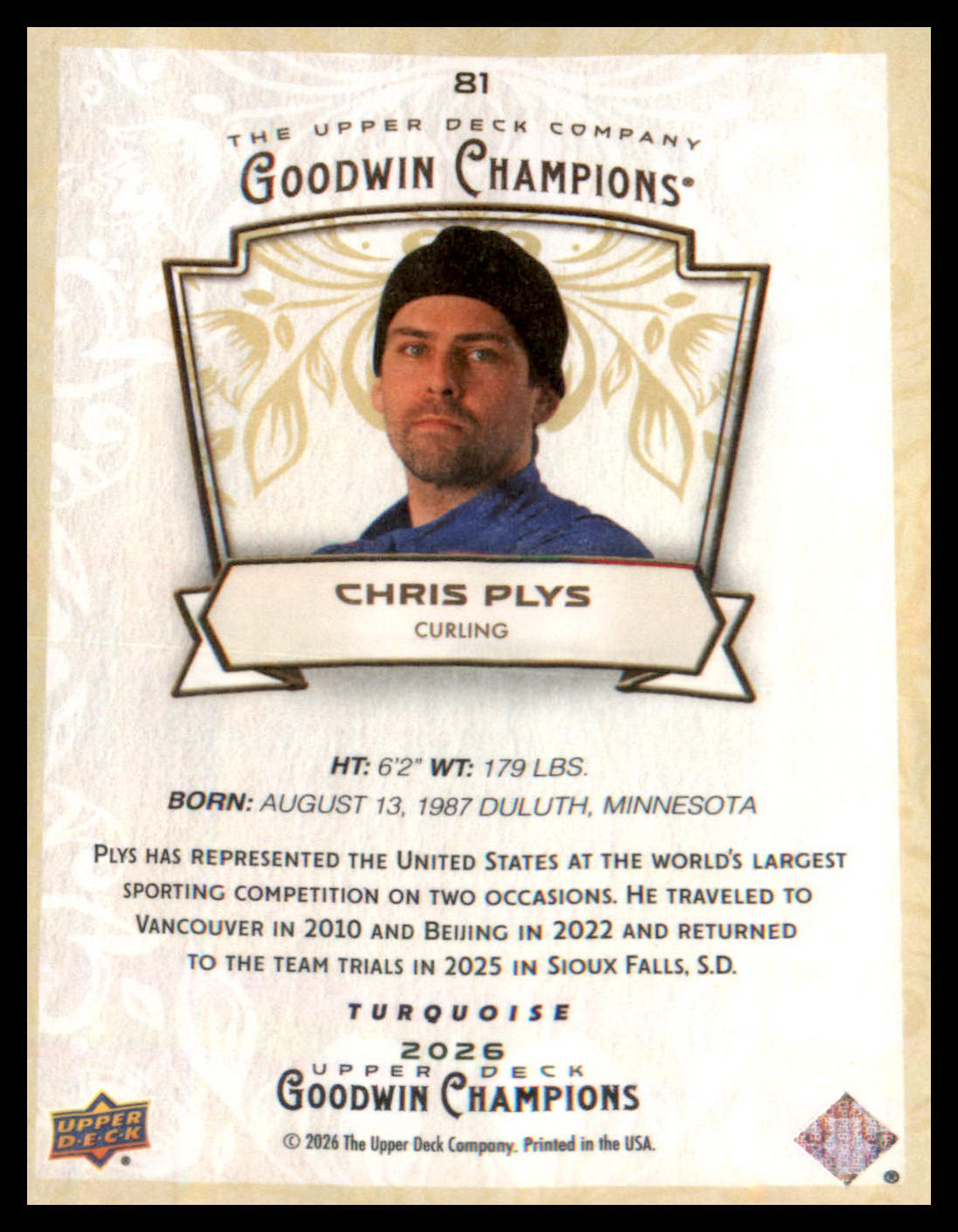 2026 Upper Deck Goodwin Champions Turquoise #81 Chris Plys