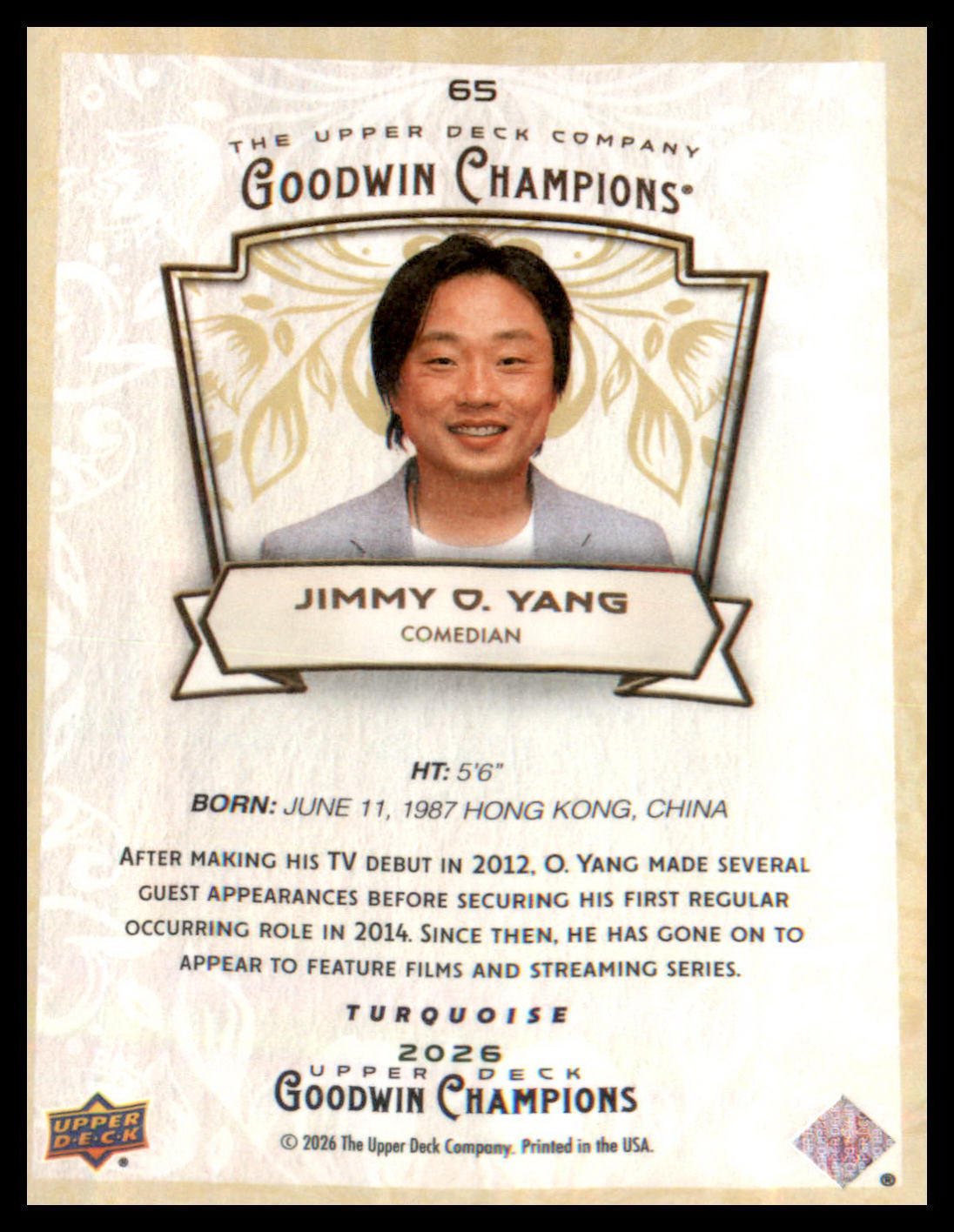 2026 Upper Deck Goodwin Champions Turquoise #65 Jimmy O. Yang