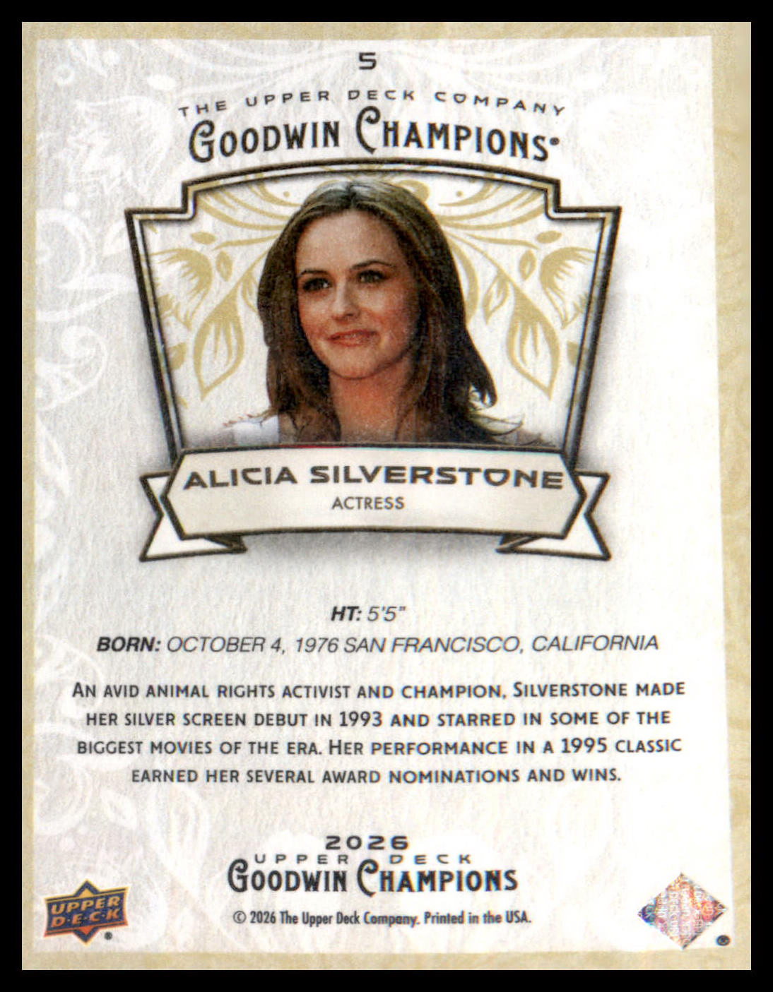 2026 Upper Deck Goodwin Champions #5 Alicia Silverstone