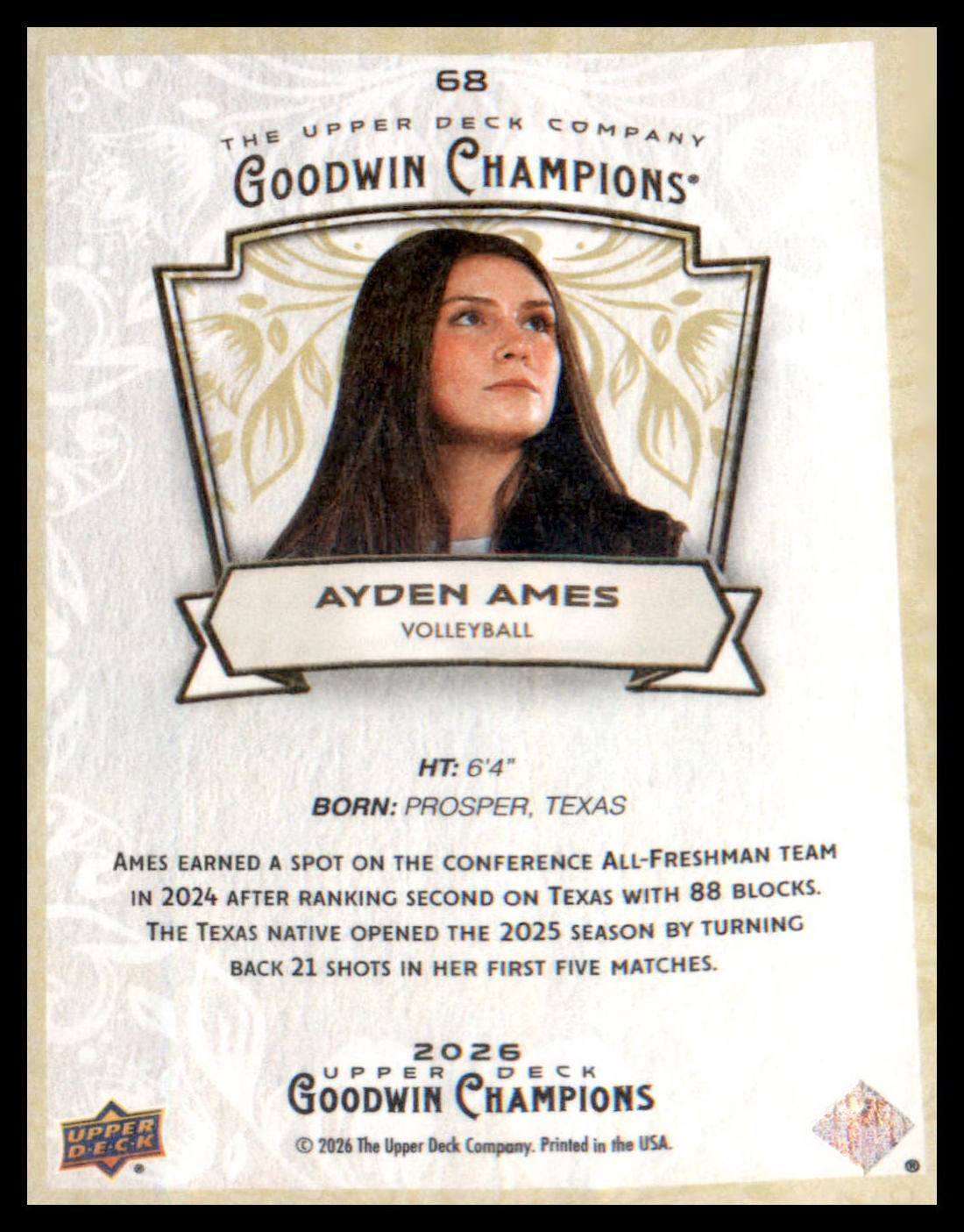 2026 Upper Deck Goodwin Champions #68 Ayden Ames