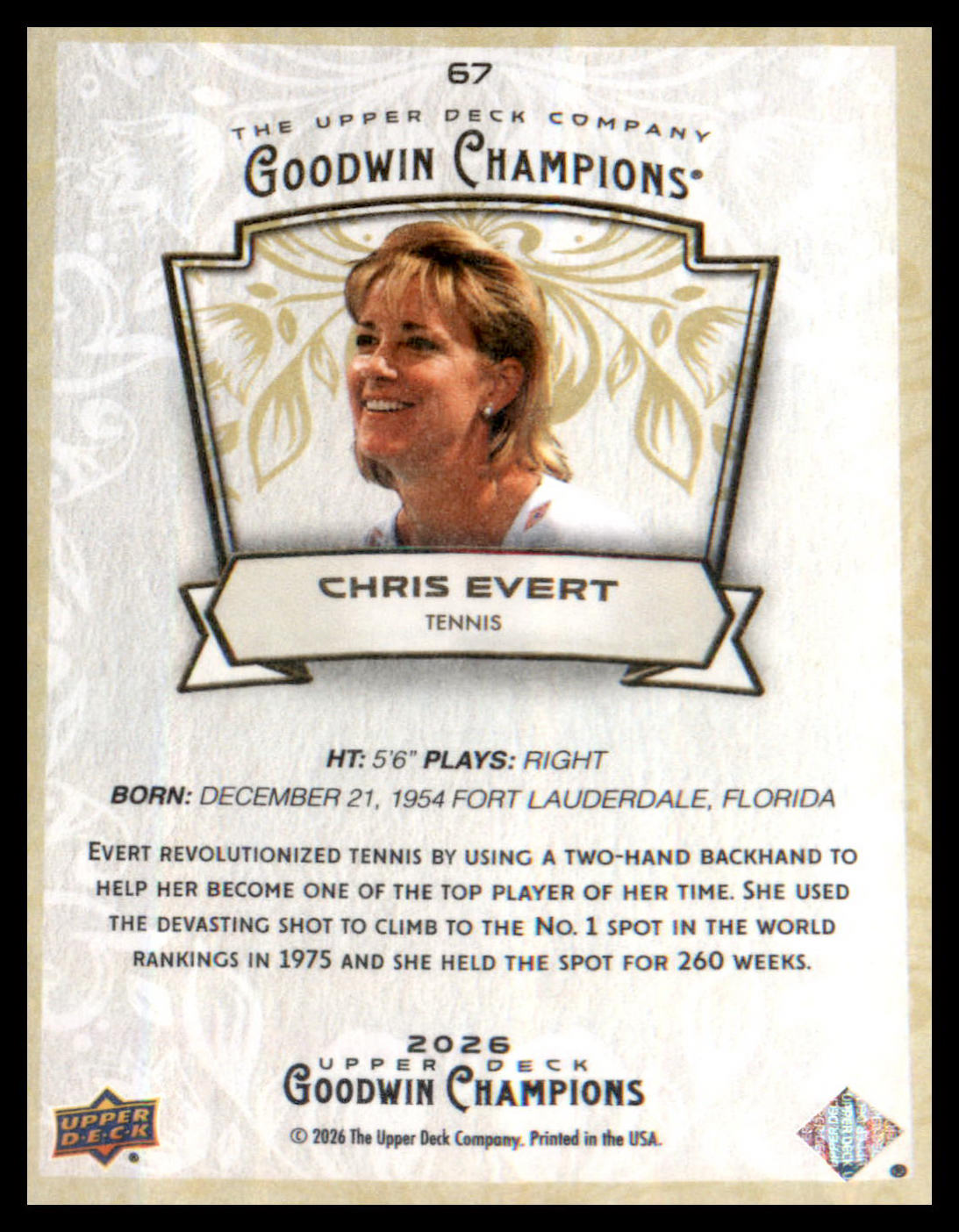 2026 Upper Deck Goodwin Champions #67 Chris Evert