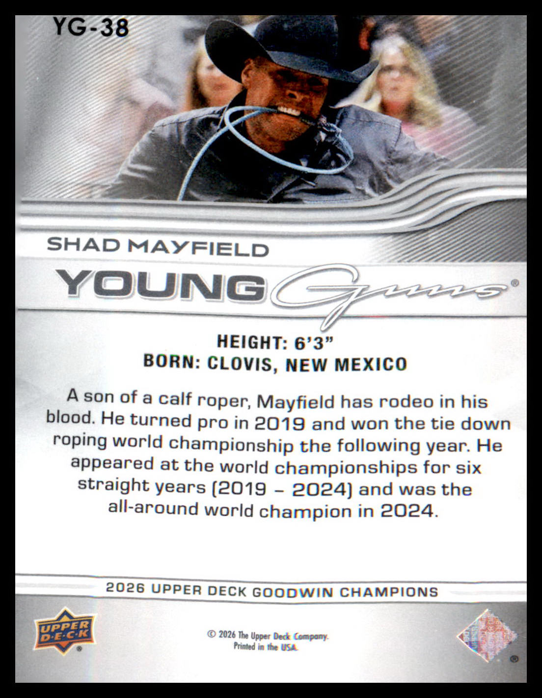 2026 Upper Deck Goodwin Champions Young Guns #YG-38 Shad Mayfield