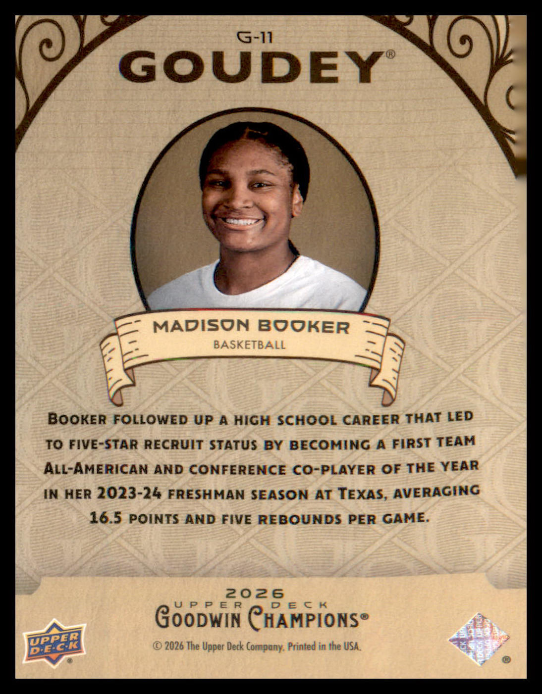 2026 Upper Deck Goodwin Champions Goudey #G-11 Madison Booker