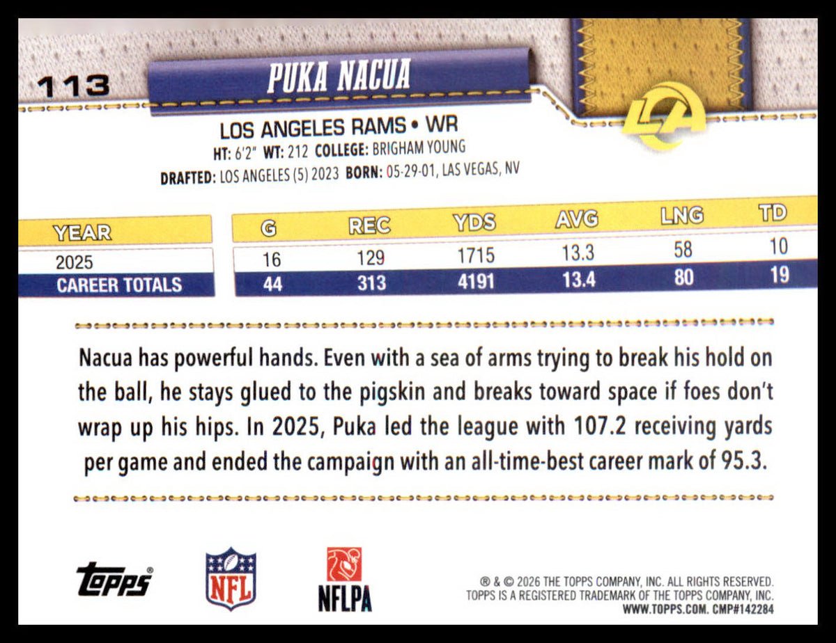 2026 Topps Flagship Diamante Foil #113 Puka Nacua