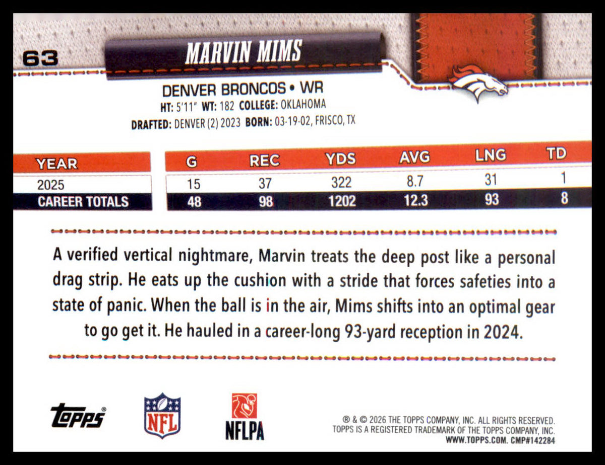 2026 Topps Flagship Diamante Foil #63 Marvin Mims