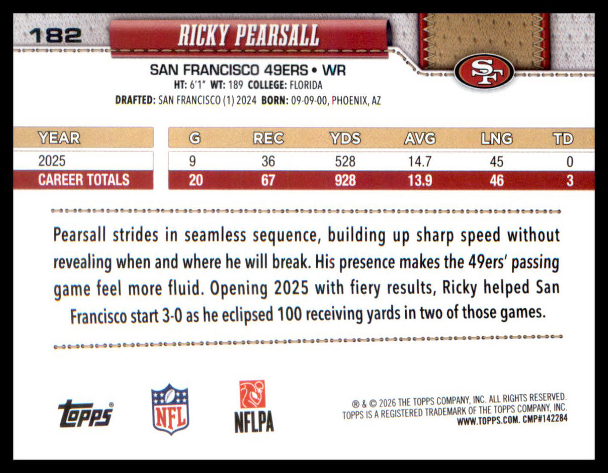 2026 Topps Flagship Football #182 Ricky Pearsall