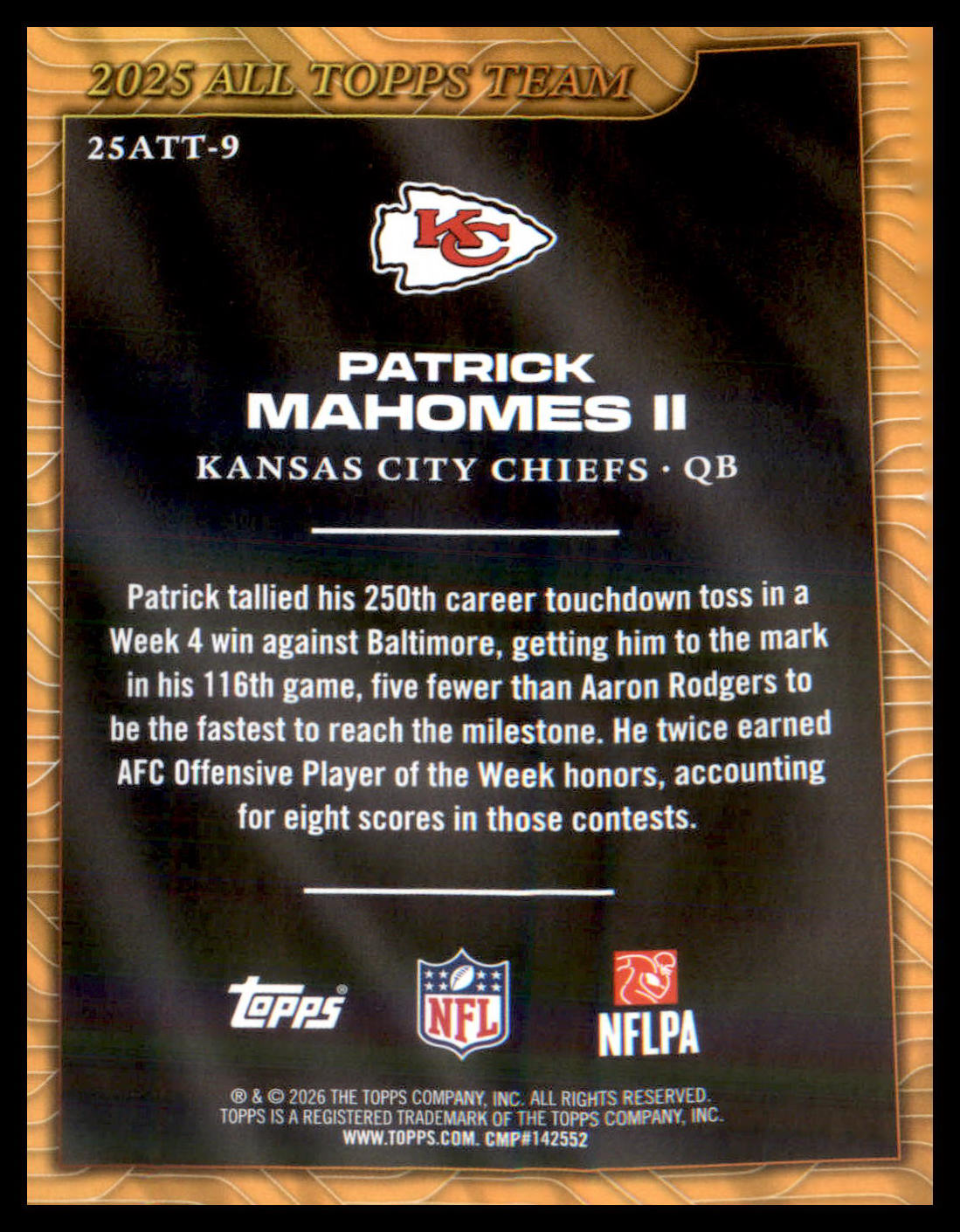 2026 Topps Flagship 2025 All Topps Team #25ATT-9 Patrick Mahomes II
