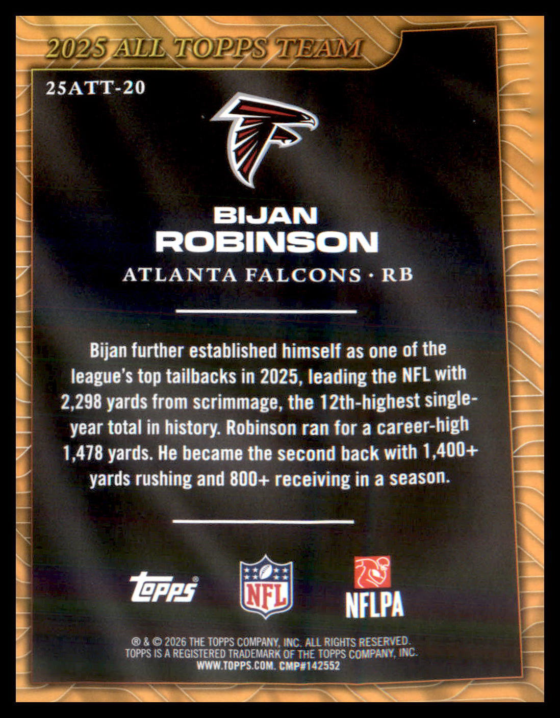 2026 Topps Flagship 2025 All Topps Team #25ATT-20 Bijan Robinson