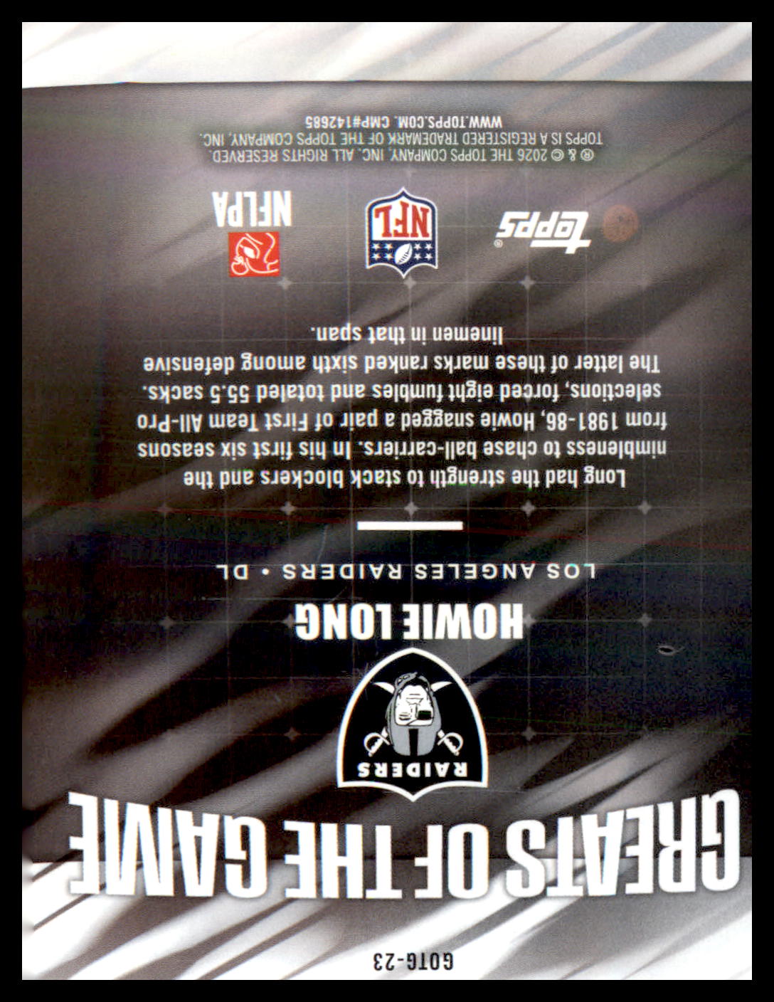 2026 Topps Flagship Greats Of The Game #GOTG-23 Howie Long