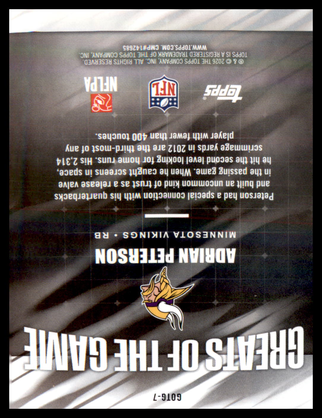 2026 Topps Flagship Greats Of The Game #GOTG-7 Adrian Peterson