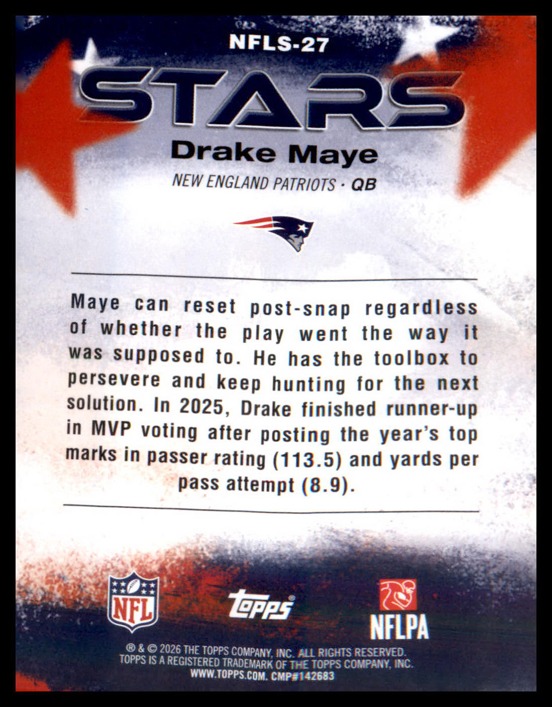 2026 Topps Flagship NFL Stars #NFLS-27 Drake Maye