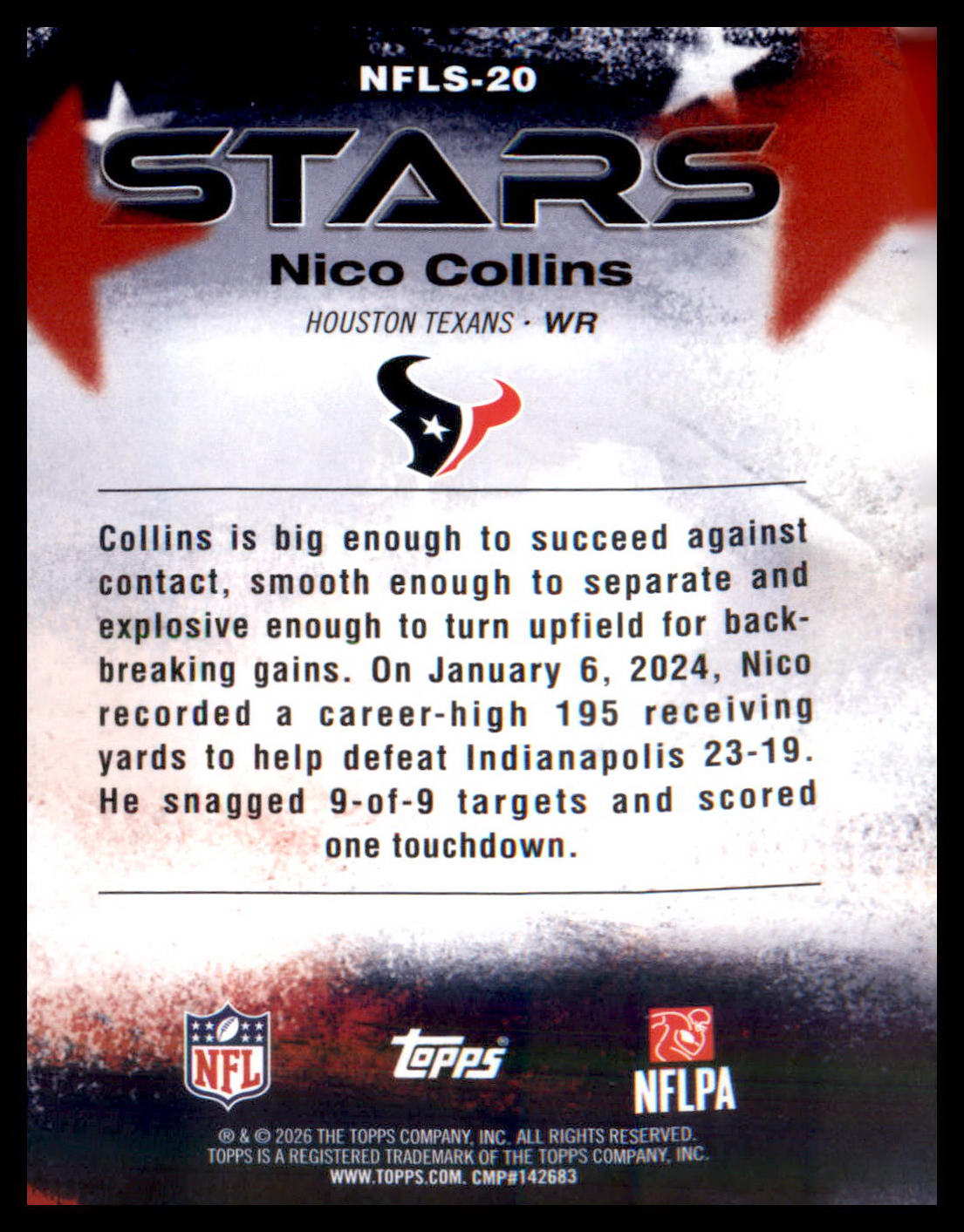 2026 Topps Flagship NFL Stars #NFLS-20 Nico Collins