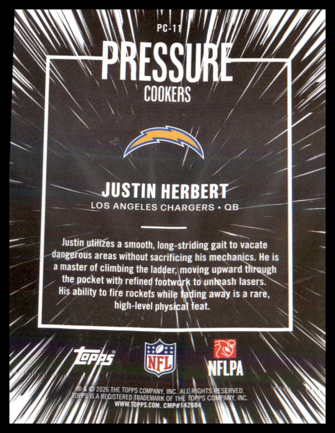2026 Topps Flagship Football Pressure Cookers #PC-11 Justin Herbert