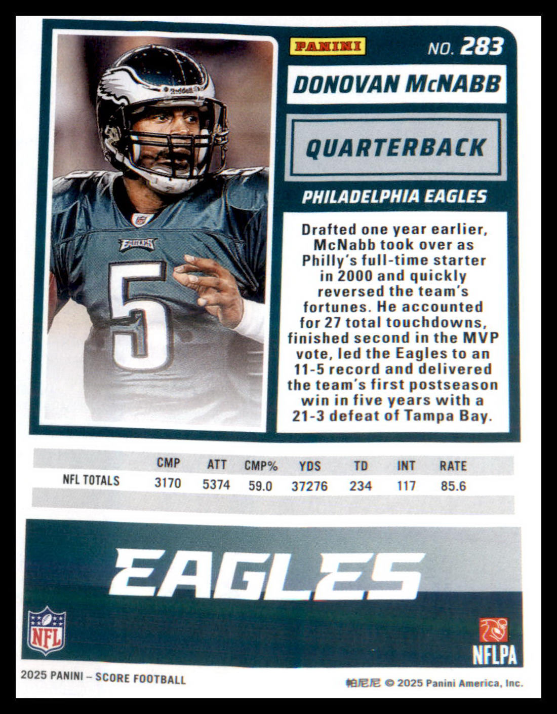 2025 Score #283 Donovan McNabb