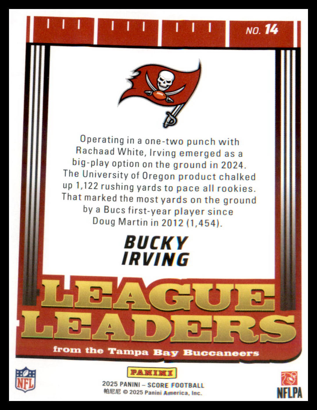 2025 Score League Leaders #14 Bucky Irving