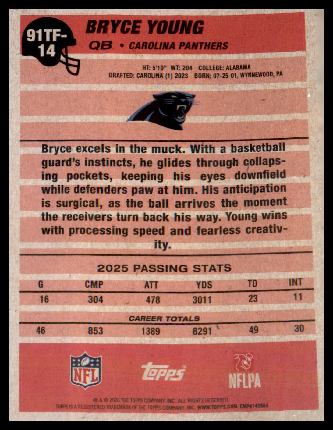 2026 Topps Flagship 1991 Topps Football Crackle #91TF-14 Bryce Young