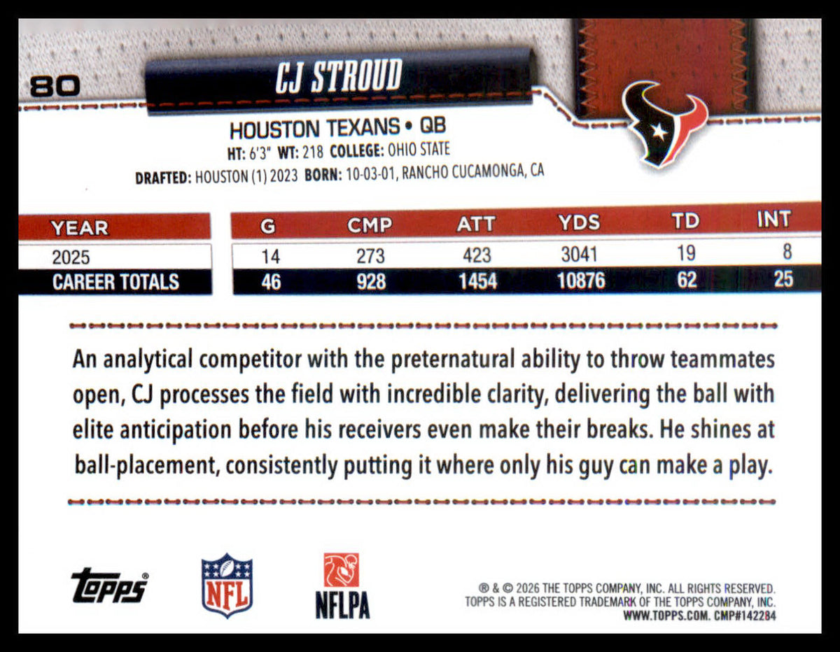 2026 Topps Flagship Rainbow Foil #80 CJ Stroud