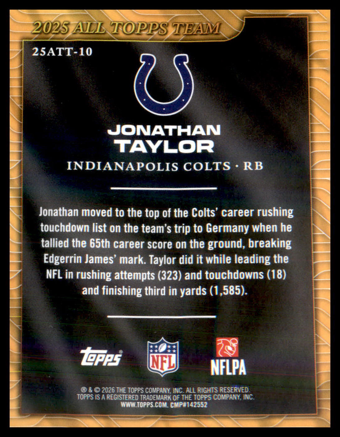 2026 Topps Flagship 2025 All Topps Team #25ATT-10 Jonathan Taylor