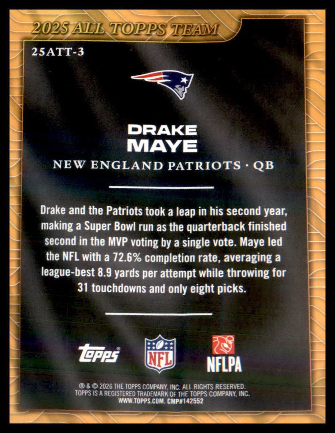 2026 Topps Flagship 2025 All Topps Team #25ATT-3 Drake Maye