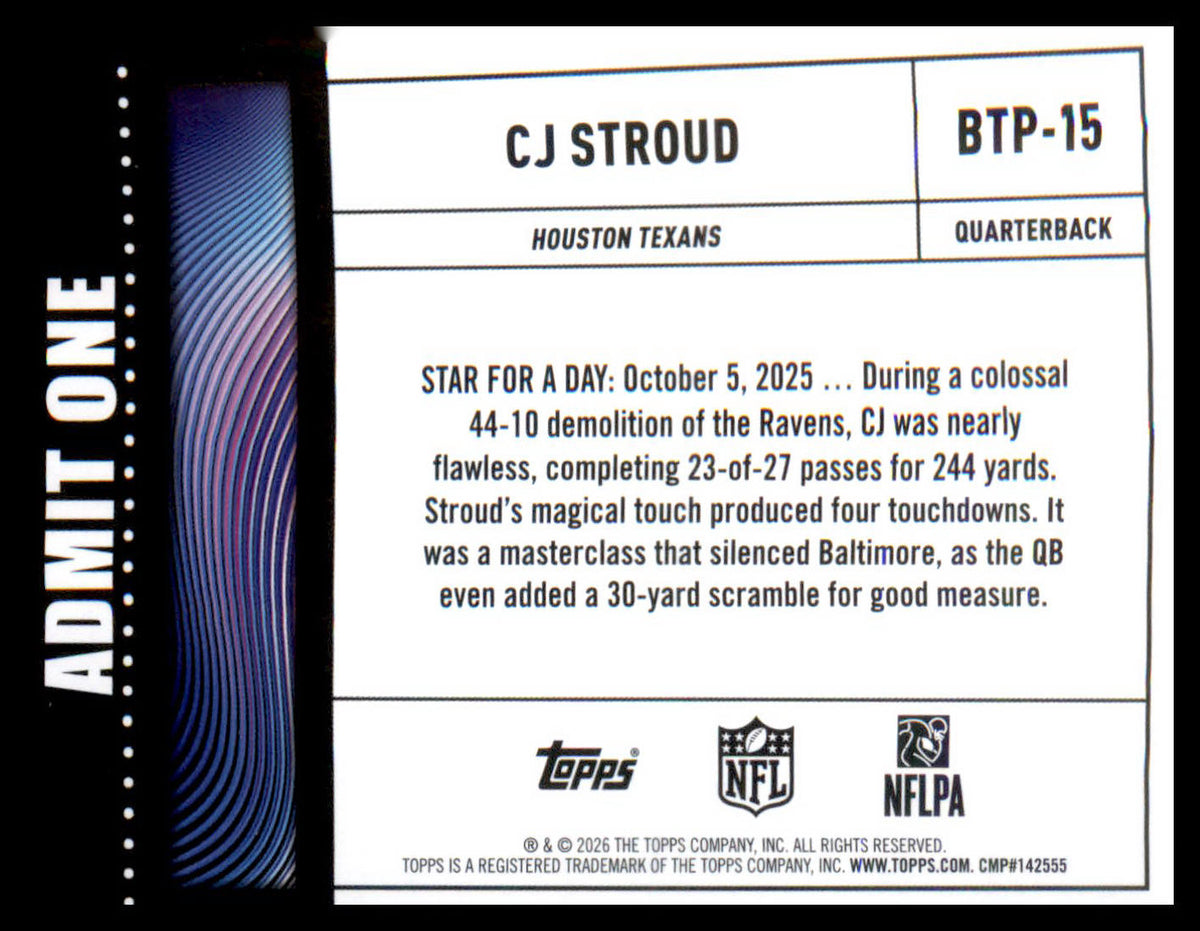 2026 Topps Flagship Big Ticket Players #BTP-15 CJ Stroud