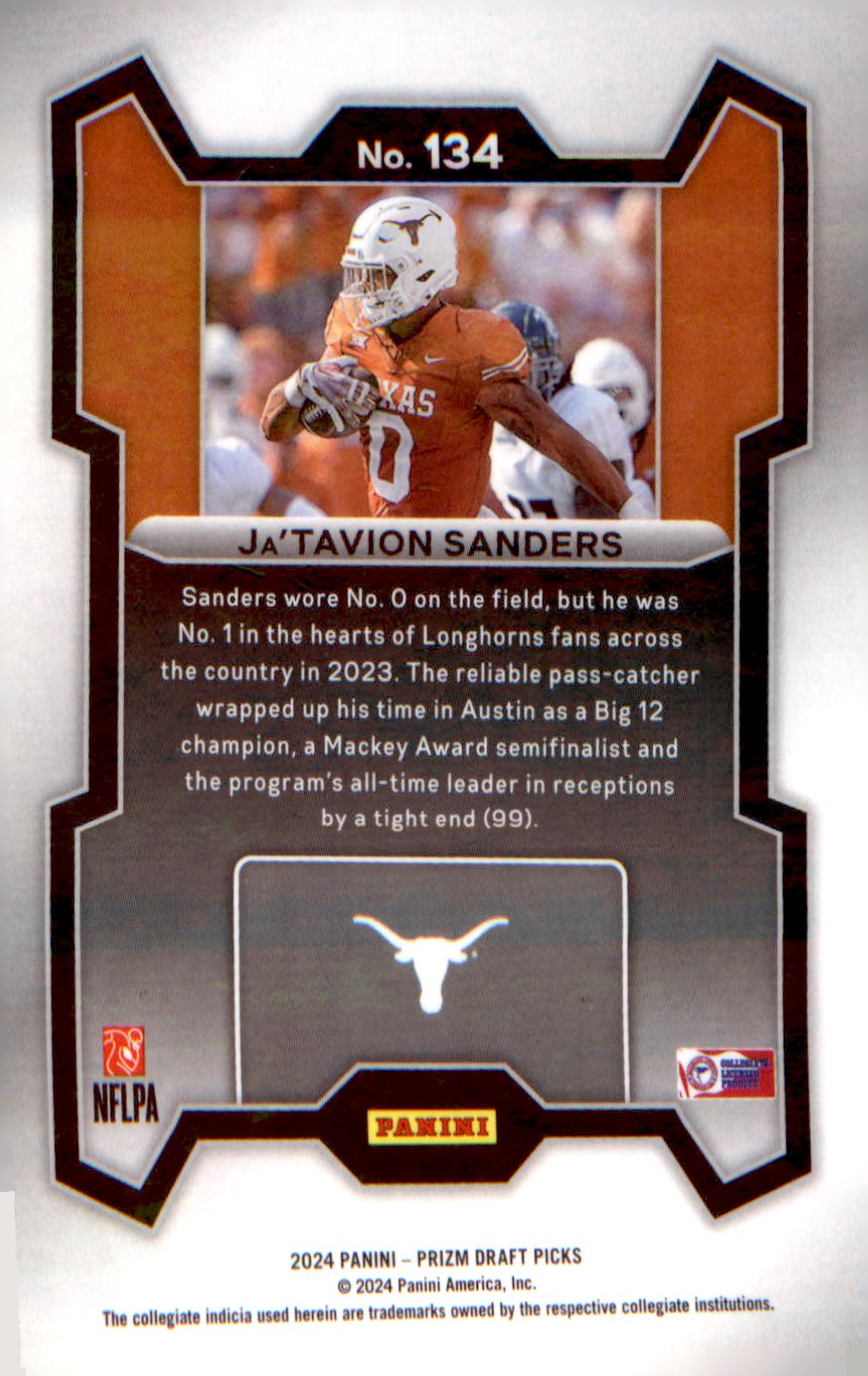 2024 Panini Prizm Draft Picks #134 Ja'Tavion Sanders - Veteran Sports Cards FL