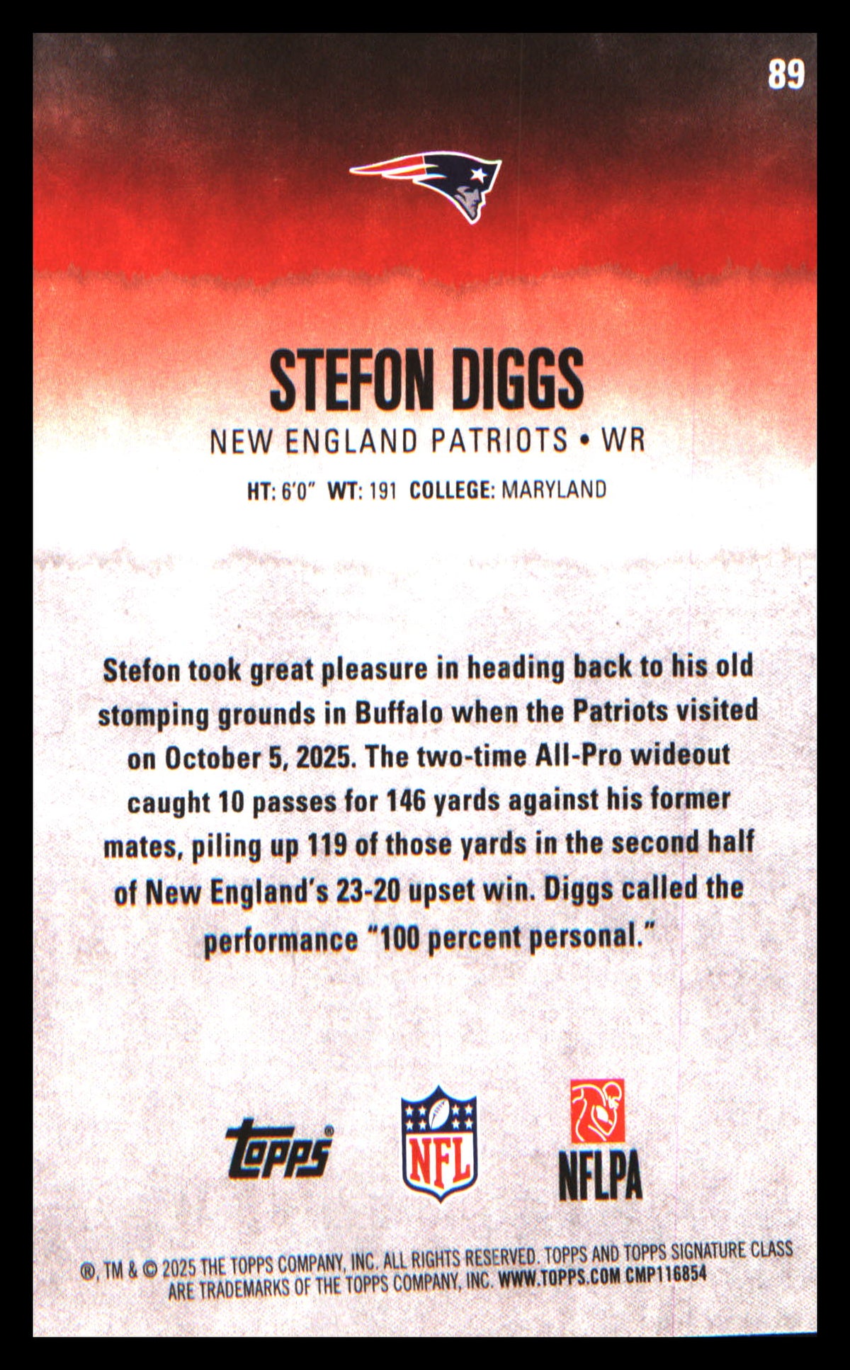 2025 Topps Signature Class #89 Stefon Diggs